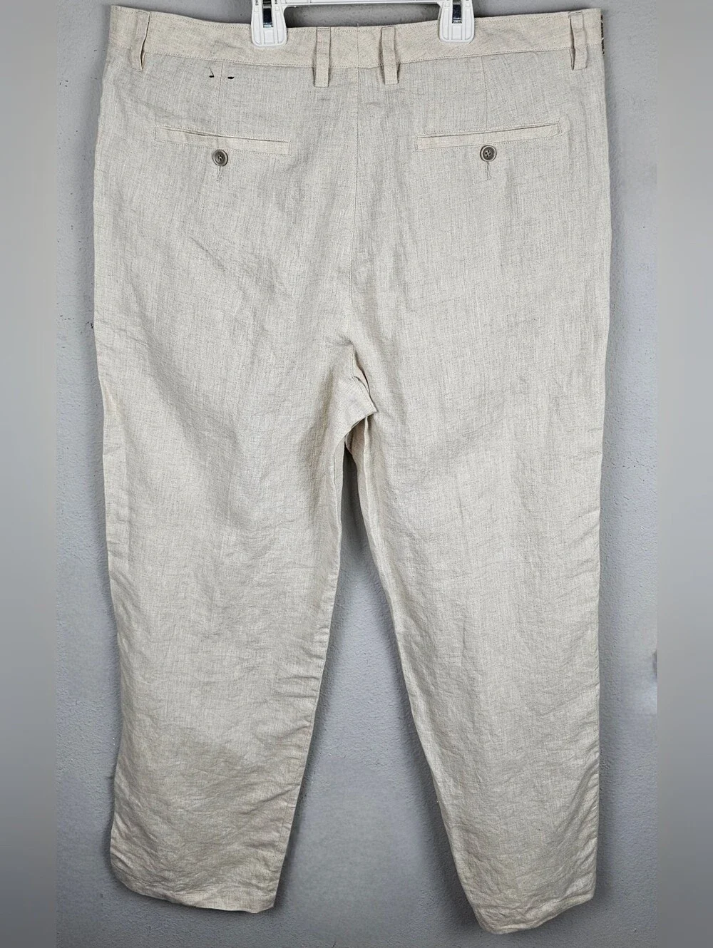 Tasso Elba Men’s 100% Linen Pants Sz 34x30 Beige Natural Flat Front Lightweight